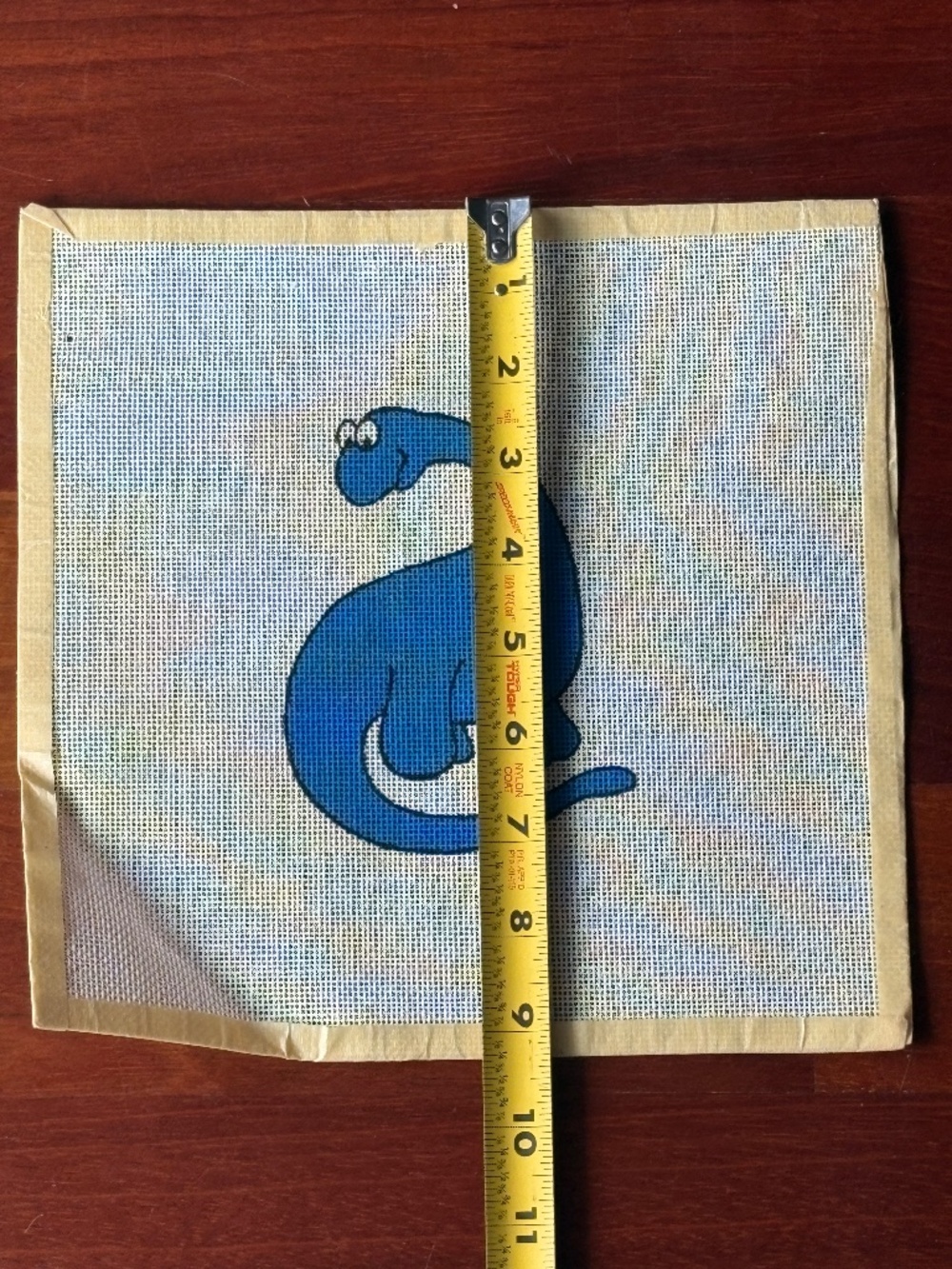 Sweet Blue Dino Hand-Painted Needlepoint Canvas - Picture 3 of 5